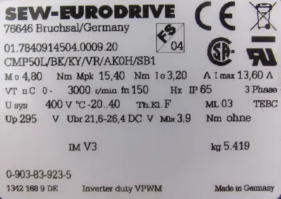 NEW SEW EURODRIVE CMP50L/BK/KY/VR/AK0H/SB1 SERVO MOTOR CMP50VR
