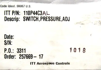 NEW ITT NEO-DYN 110P44C3AL PRESSURE SWITCH 3-15 PSIG