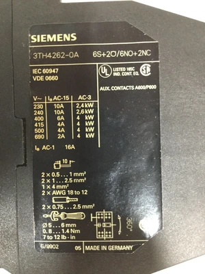 Used SIEMENS 3TH4262-0A PLC Contactors | Ideal Machinery #619935