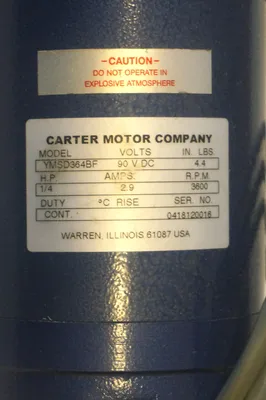 NEW CARTER MOTOR COMPANY YMSD364BF MOTOR