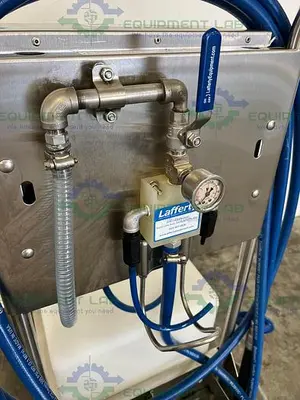 USED LAFFERTY PORTABLE 14 G AIRLESS FOAM HOSE DROP STATION  W/ NOCO BATTERY CHARGER