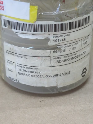 New Seepex Simrax AX30Z/L-055 V6B2 V1G3 Mechanical Seal 395600