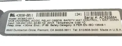 NEW STI MC6AC-0011 SAFETY CONTROLLER 43938-0011 MC60C0011