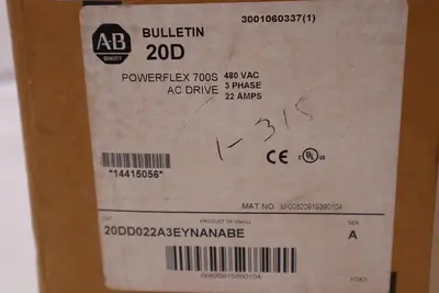 ALLEN BRADLEY 20DD022A3EYNANABE Ser. A POWERFLEX 700S DRIVE 480V 15 HP STK 3517