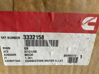Cummins Water Inlet Connection PN 3332158