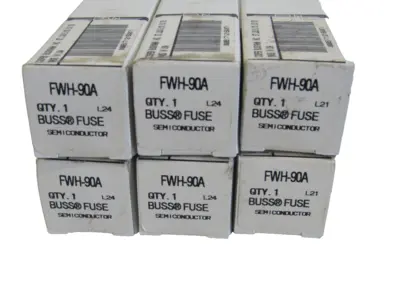 NEW LOT OF 6 BUSSMANN FWH-90A FUSES 500V 90AMP FWH90A