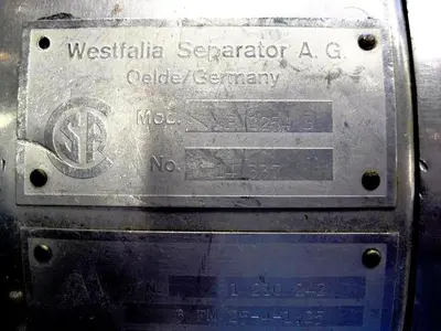 Westfalia MP 1254-D warm milk separator, 316SS.