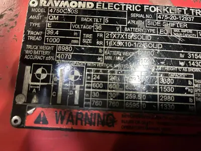 Used 2020 RAYMOND 4750C50S 4-Wheel Sit down Electric Counterbalance Forklifts Illinois US | Somerset Equipment Sales #1546142