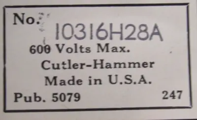 NEW CUTLER HAMMER 10316H28A LIMIT SWITCH