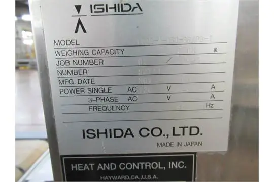 Ishida DACS-W-050-SB/PB-I check weigher, 11 lb capacity 120V 3ph
