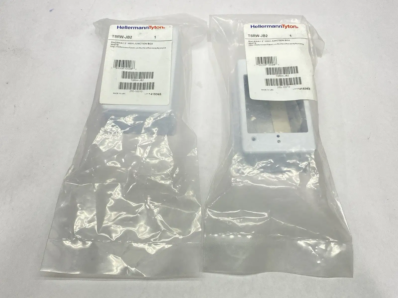 NEW HELLERMANNTYTON SINGLE GANG JUNCTION BOX 2" DEEP PVC WHITE LOT OF 2