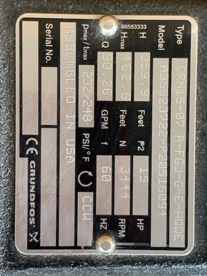 USED Grundfos A96523722-P20516094