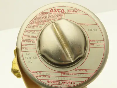 Asco 206 381 3RF Bronze Solenoid Valve Air or Inert Gas 2-Way 1/4" NPT 125VDC