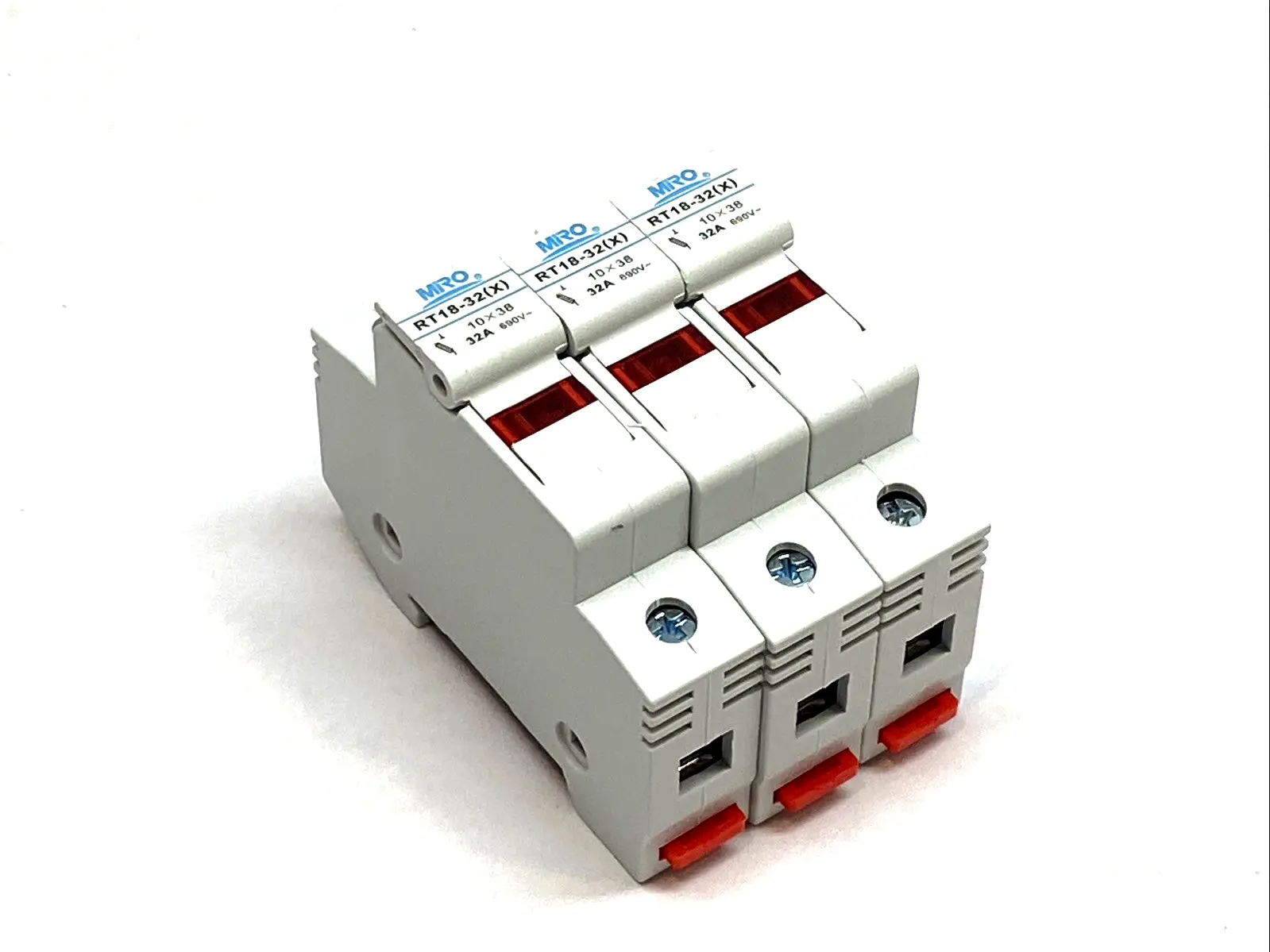 USED MRO FUSE HOLDER 10X38MM 32A 380–500V 1-POLE DIN RAIL LOT OF 3