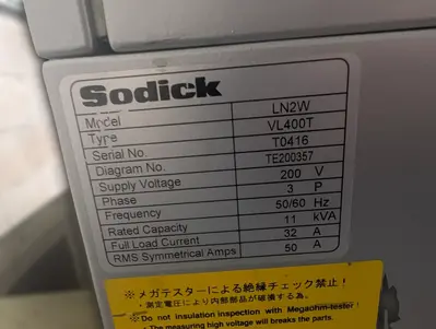 2018 SODICK VL 400Q WIRE TYPE ELECTRICAL DISCHARGE EXCELLENT CONDITION!!