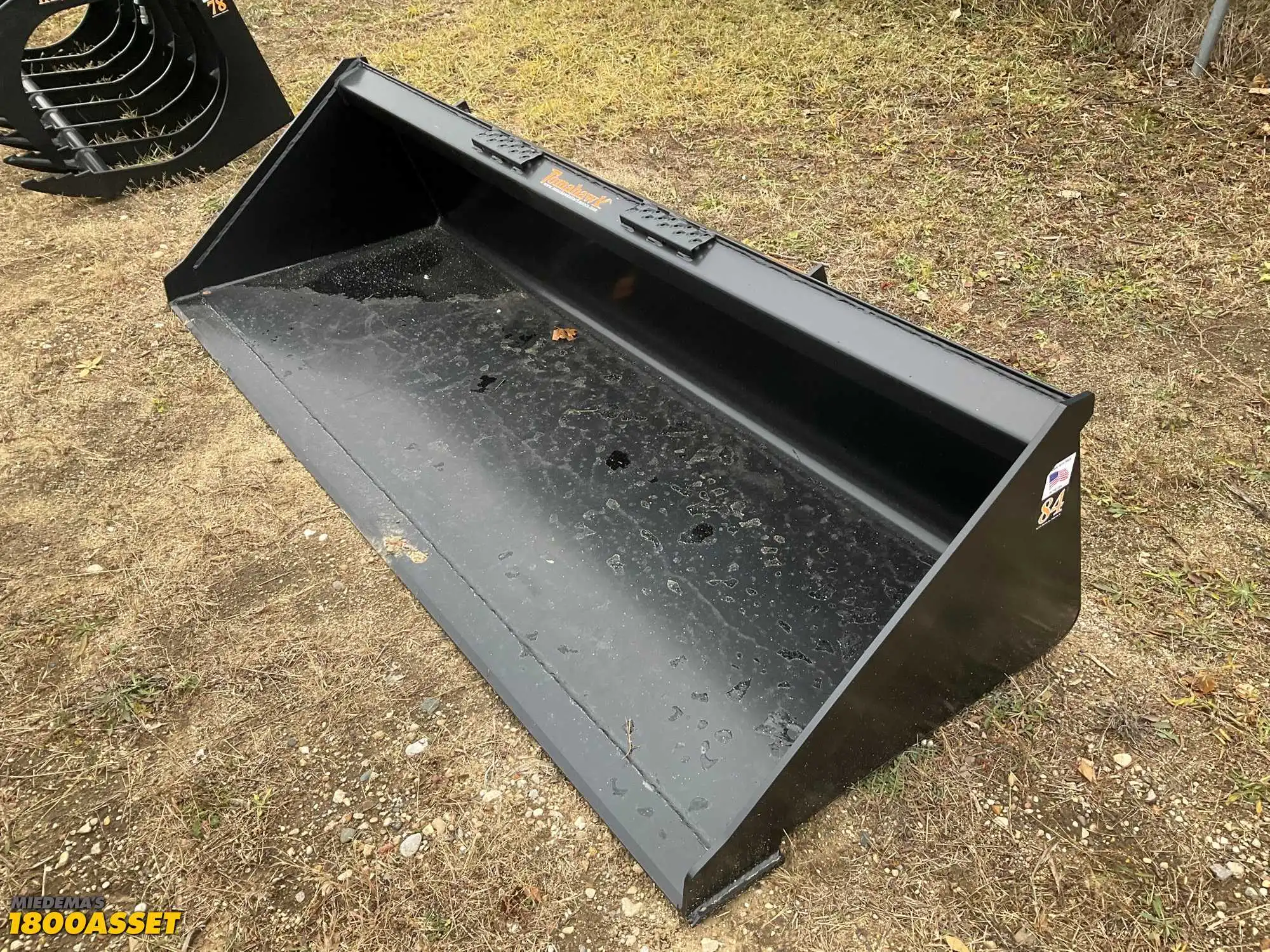 New Tomahawk 84” skid steer bucket, welded on high carbon cutting edge, skid steer quick attach