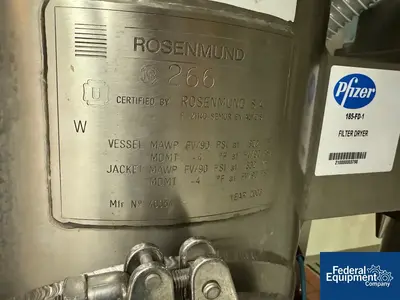 USED Rosenmund 0.06 Sq Meter Rosenmund Filter Dryer, Hastelloy C22