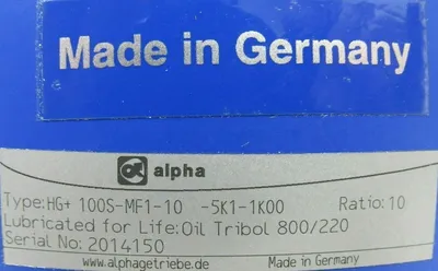 NEW ALPHA HG+100S-MF1-10-5K1-1K00 RIGHT ANGLE GEARHEAD HG100SMF1105K11K00