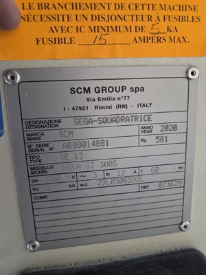 Used 2020 SCM NOVA SI 300S 5FT SLIDING TABLE SAW Woodworking Table Saws Ontario CA | Aldan Woodworking Machinery #1252740