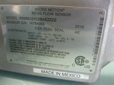 USED Micro Motion F025 S121C2BAEZZZZ