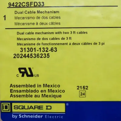 NEW SQUARE D 9422CSFD33 DUAL CABLE MECHANISM 3FT