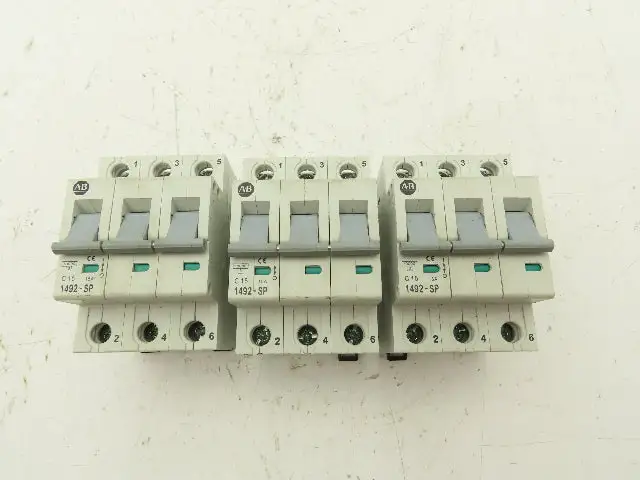 Allen Bradley 1492-SP3C150 Circuit Breaker 3 Pole 15A 415V Lot of 3