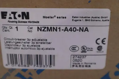 NZMN1-A40-NA EATON / MOELLER CIRCUIT BREAKER NEW IN BOX STOCK H1285