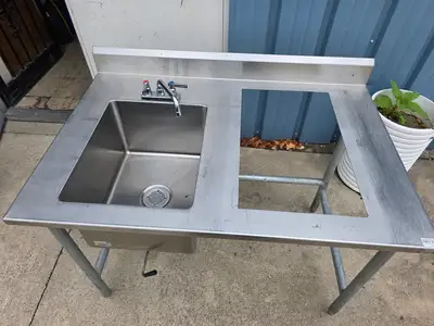 Used Advance Tabco Used 48" Stainless Steel Commercial 1 Compartment Sink with Faucet - SS398 - TH2 Sinks Illinois US | Falcon Restaurant Supply #1373719