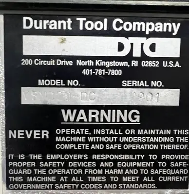 NEW 2001 DURANT MD-401-U / VSMD20-DC