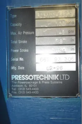 USED 1996 TOX PRESSOTECHNIK PCG-100-E27.9