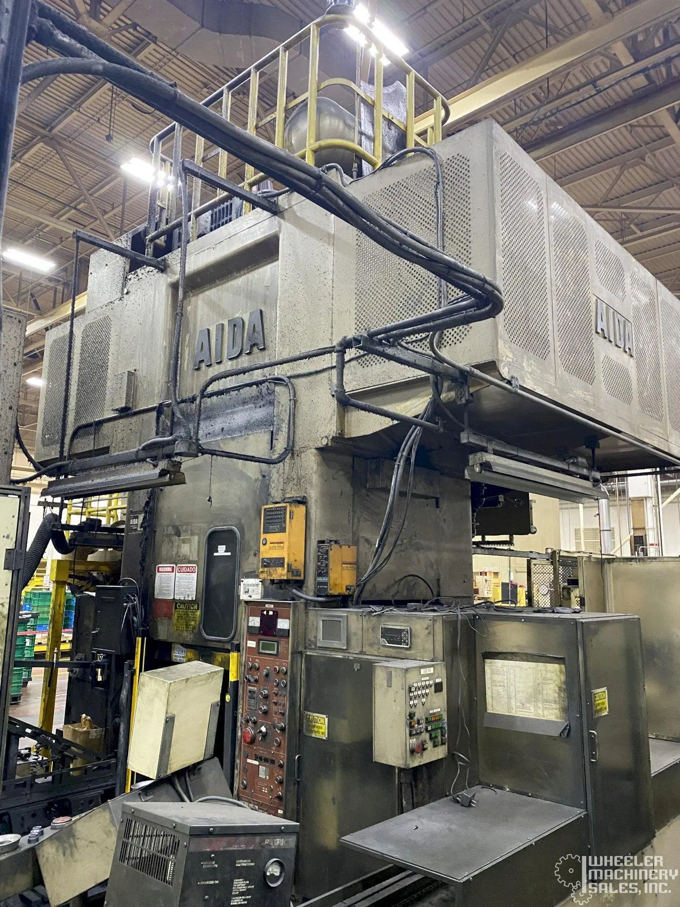 220 Ton AIDA Model CF1-220 Straight Side Link Motion Cold Forging Single Point Press, 11.81" STR, 19.68" SH, 1.18" ADJ, 29.53" LR x 29.53" FB BA, 25-40 SPM Vari