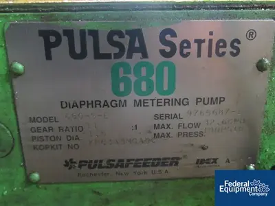 USED Pulsafeeder Pulsafeeder Diaphragm Pump, Model 680-S-E, S/S, 0.5 HP