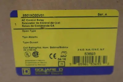 NEW OPEN BOX SQUARE D GENERAL ELECTRIC 8501XO20V01 RELAY STOCK G353A