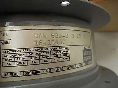 NEW MERCOID DAW-523-2 R 25 S PRESSURE SWITCH DAW5232R25S