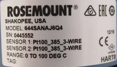 NEW ROSEMOUNT 644SANAJ6Q4 TEMPERATURE TRANSMITTER 4771671