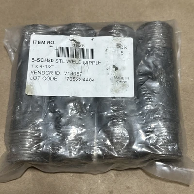 (4) NEW SURPLUS Schedule 80 B-SCH80 Steel Weld Nipple 1”x4.5” 13675 || WARRANTY!