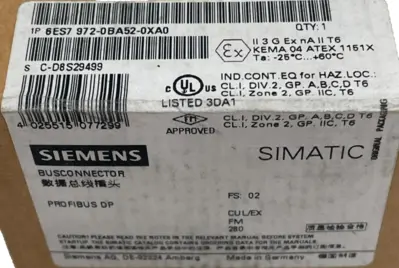 NEW SEALED SIEMENS 6ES7972-0BA52-0XA0 PROFIBUS DP BUSCONNECTOR 6ES79720BA520XA0