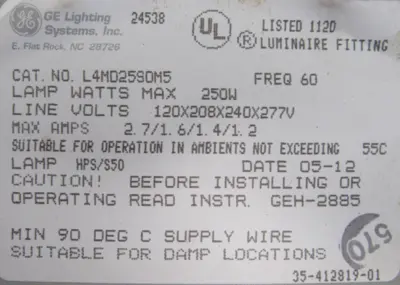 NEW GE L4MD25S0M5 BALLAST ASM FOR LOWMOUNT LUMINAIRE