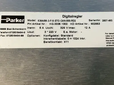 Used PARKER 638A/063F0STOCAN000RD2 Servo Drives Ohio US | HGR 24 #1572138