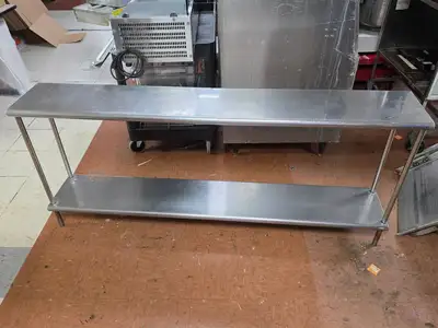 Used Falcon Restaurant Supply Used 72" Stainless Steel Table Over Shelves - SS335 Racks/Shelving Illinois US | Falcon Restaurant Supply #1375196