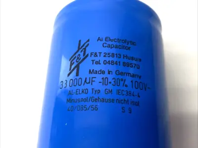 Used F&T Electrolytic Capacitor, 33,000µF-10+30%100V Capacitors Michigan US | Maverick Industrial Sales #1389442