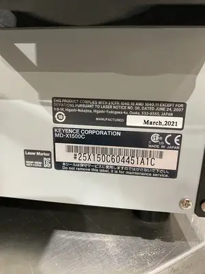 USED KEYENCE KEYENCE MD-X1500C 3-AXIS LASER MARKER (MISSING KEY)