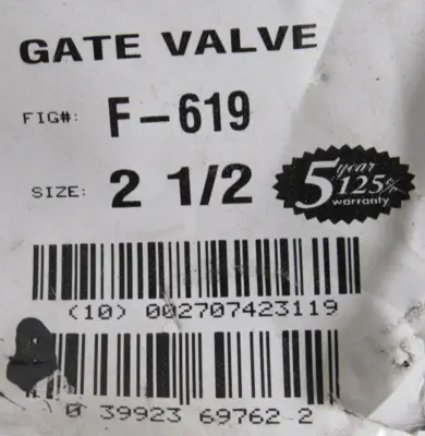 NEW NIBCO F-619 GATE VALVE 2-1/2" 40196
