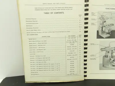 Cincinnati Milacron Manual 3 & 5 HP Independent Overhead Spindle Service Parts