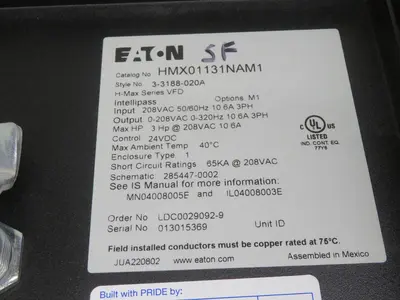 New | in-Stock EATON HMX01131NAM1 AC Drive Control Module Texas US | Aucto #1307170