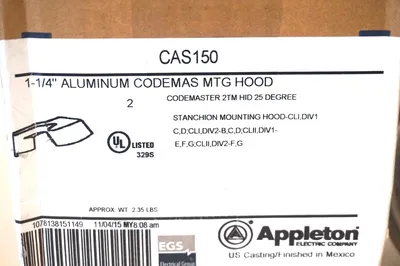2 NEW APPLETON CAS150 STANCHION MOUNTING HOOD 1-1/4"