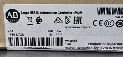 Allen-Bradley 1756-L72S Ser. B Logix 5572s Automation Controller Loc3B40