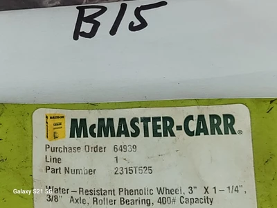 NEW Mcmaster R315T525 WATER RESISTANT PHENOLIC WHEEL WITH ROLLERBEARING