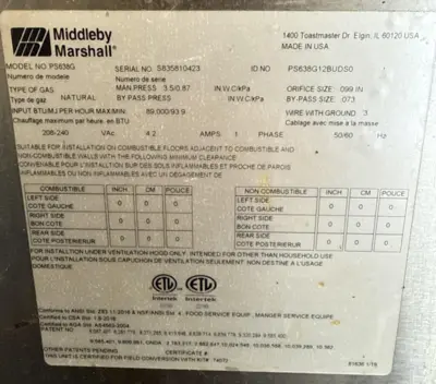152-0768 Middleby Marshall Triple Stack Natural Gas Pizza Oven
