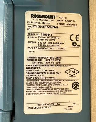 Used Rosemount 8712ESR1A1N0M4 Meters - Misc Indiana US | J&J Industrial Supply #1283559